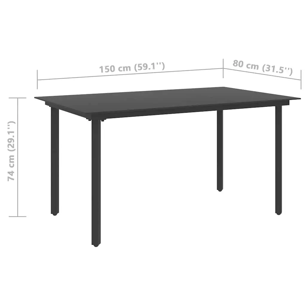 5 Piece Outdoor Dining Set Black Garden Patio Furniture Chair Table
