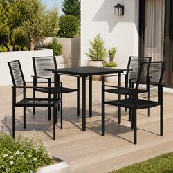 Garden Dining Set 5 Piece Outdoor Furniture Table Chairs Steel Frame Glass Top