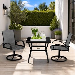 Compact 3 Piece Outdoor Dining Set with Swivel Chairs