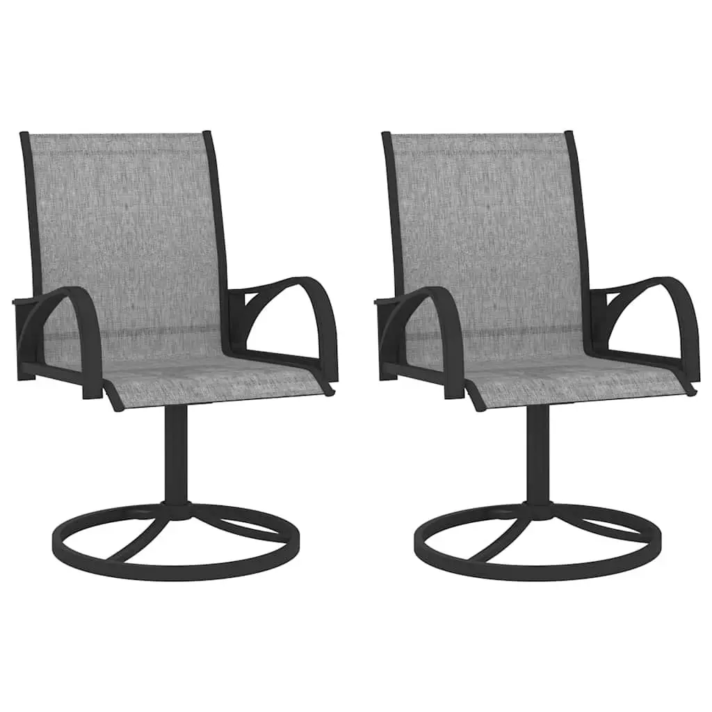 3 Piece Outdoor Dining Set Grey Steel Frame Textilene Chairs Ergonomic Back Support