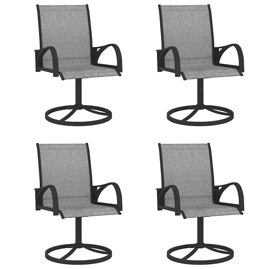 Garden Dining Set Grey 5 Piece Outdoor Table Chairs Steel Textilene Furniture