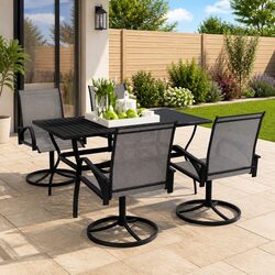 Garden Dining Set 5 Piece Outdoor Table Chair Furniture Grey Steel Textilene