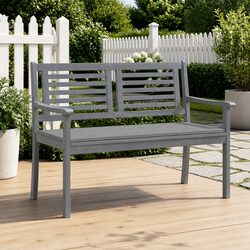 Compact Grey Eucalyptus Wood Outdoor Bench for Two