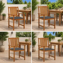 Outdoor Garden Chairs Set 4 pcs Solid Acacia Wood with Cushions Anthracite