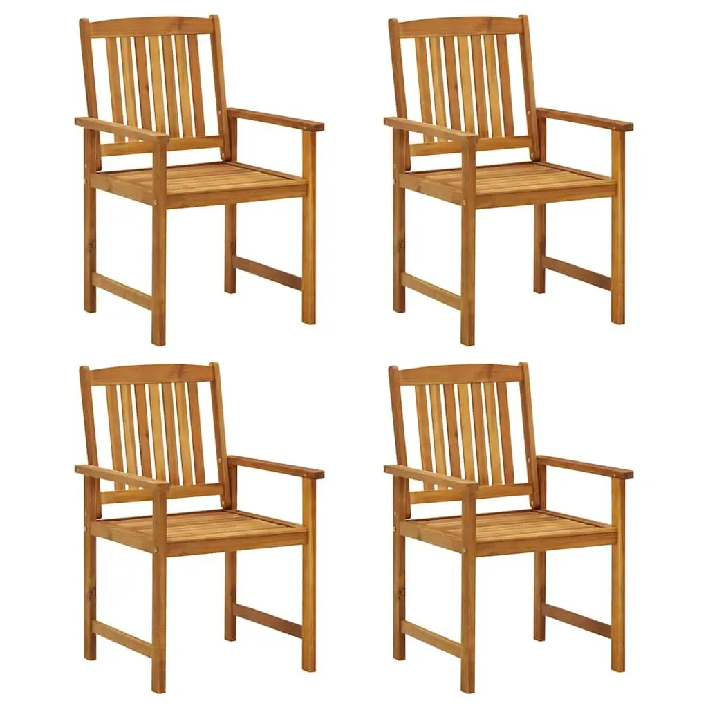 Outdoor Garden Chairs Grey Set of 4 Slatted Wooden Seating with Cushions