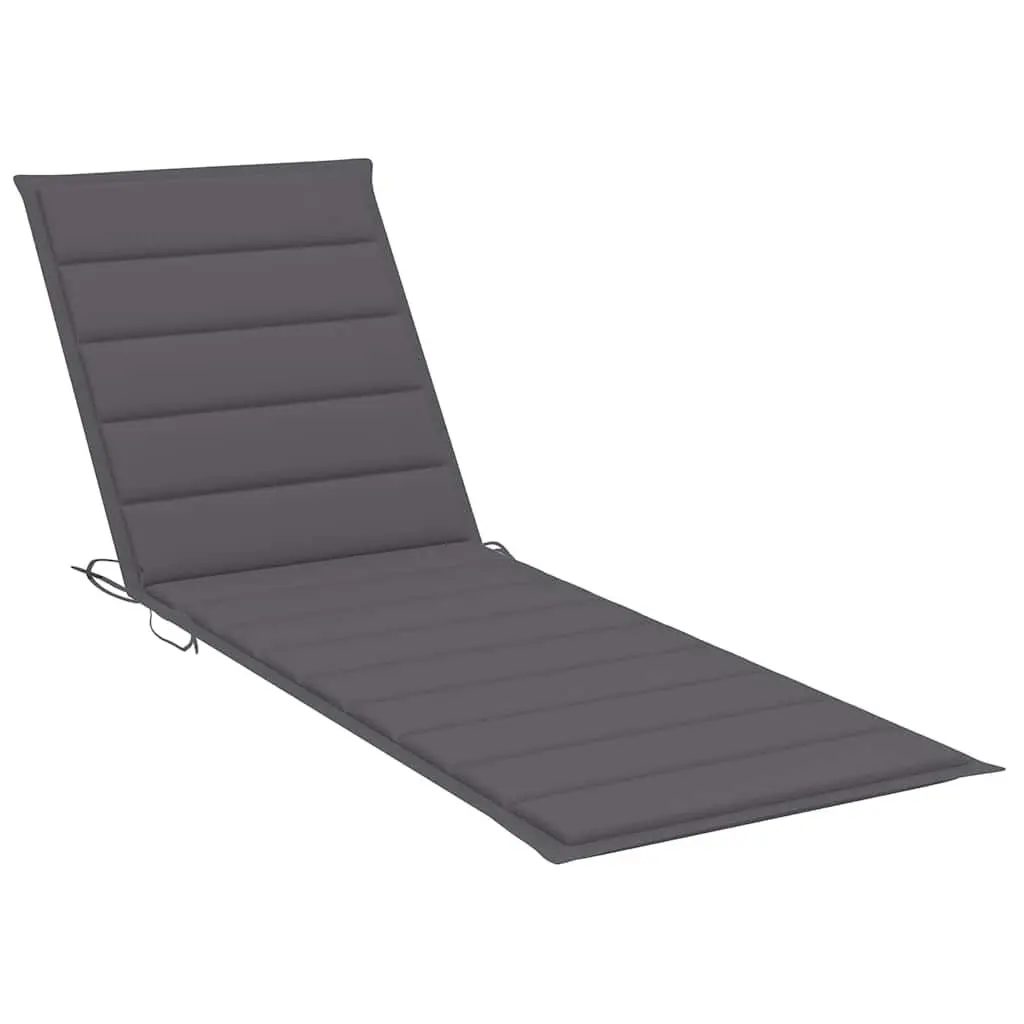 Garden Sun Lounger with Cushion Grey Acacia Wood Adjustable Backrest Outdoor