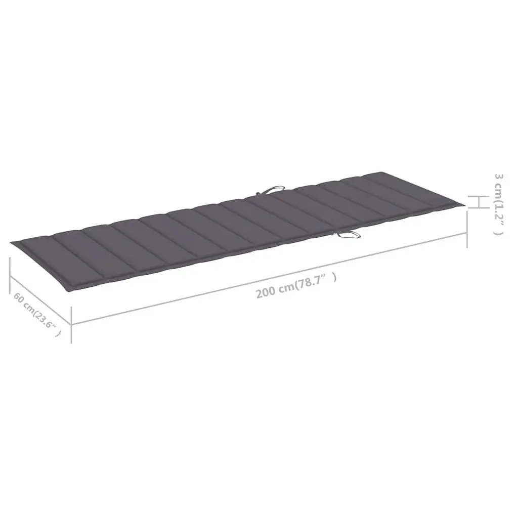 Garden Sun Lounger with Cushion Grey Acacia Wood Adjustable Backrest Outdoor