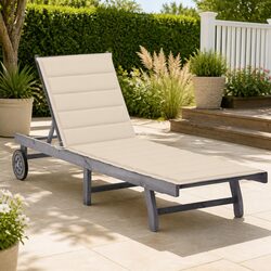 Adjustable Grey Sun Lounger with Cushion for Outdoor Use