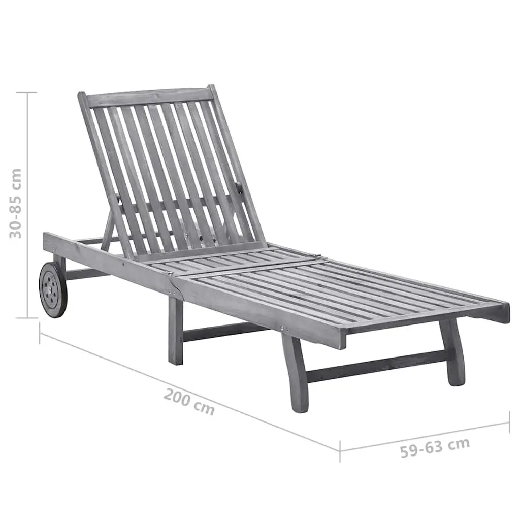 Adjustable Grey Sun Lounger with Cushion for Outdoor Use