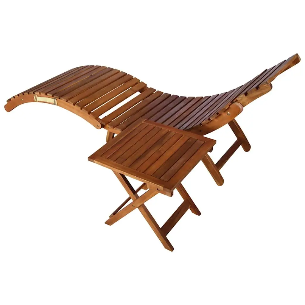 Sun Lounger with Side Table and Cushion Garden Patio Outdoor Furniture Relaxing
