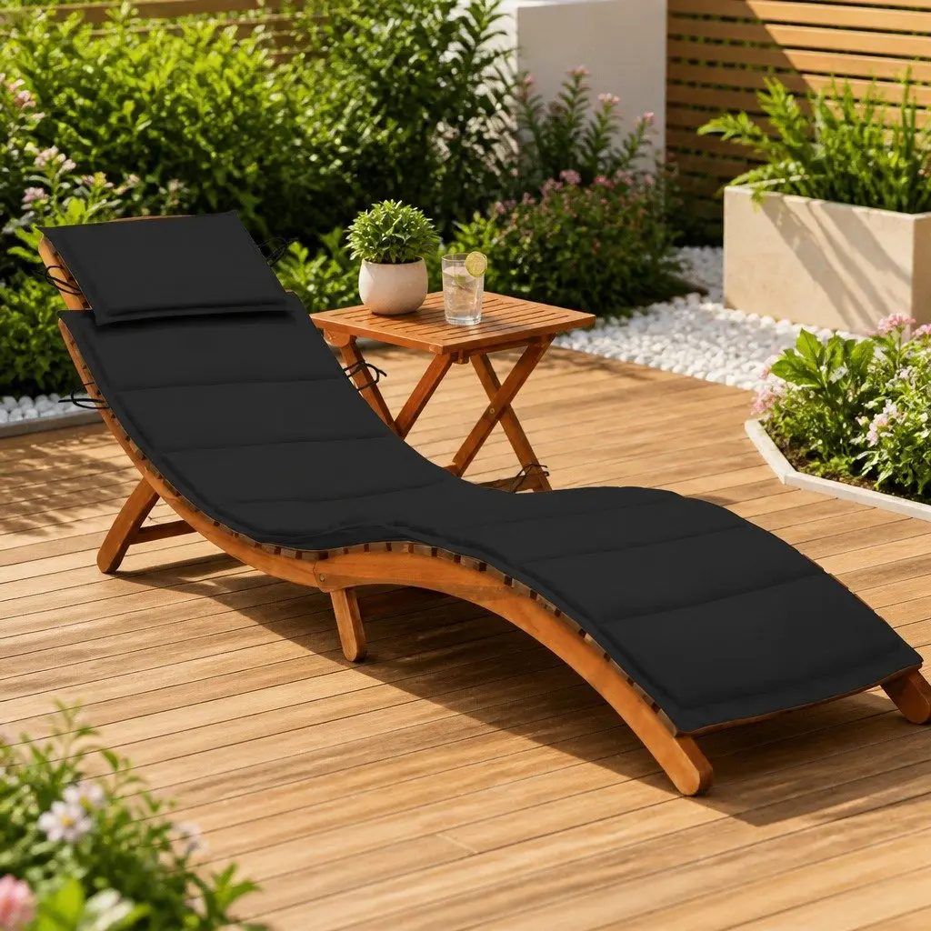 Sun Lounger with Cushion and Table for Outdoors