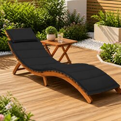 Compact Sun Lounger with Cushion and Table for Outdoors