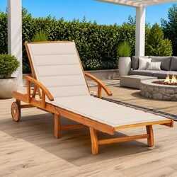 Sun Lounger with Cushion and Table for Comfort