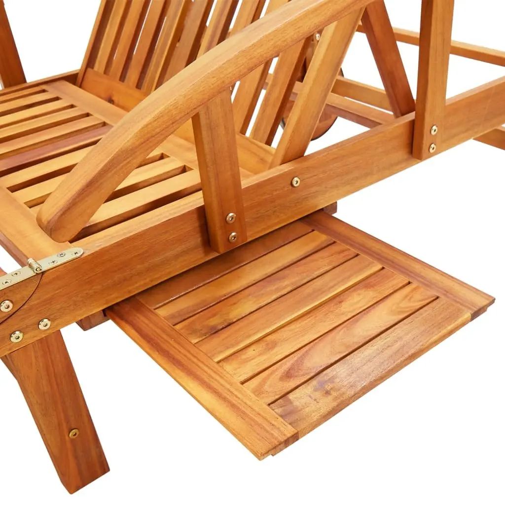 Sun Lounger Garden Outdoor Recliner Adjustable Backrest Wheels Pull-Out Table