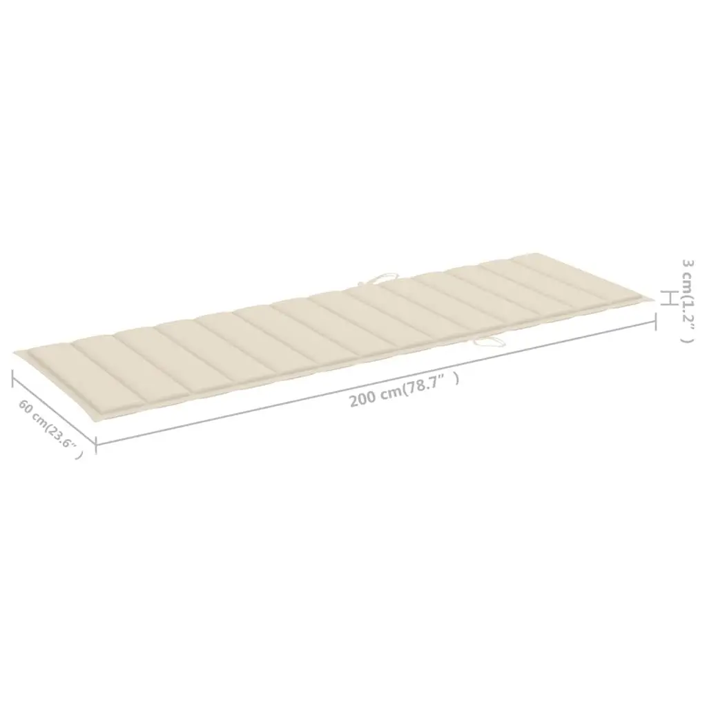 Sun Lounger Cream Adjustable Backrest with Side Table Wheels