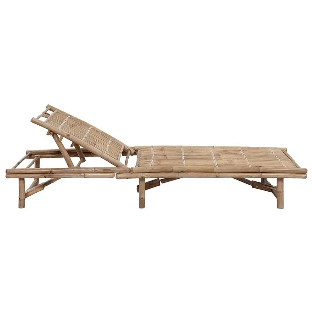 Bamboo Sun Lounger Garden Chair Outdoor Seating Adjustable Reclining with
