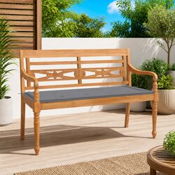 Confidently Built 120cm Wooden Bench with Grey Cushion
