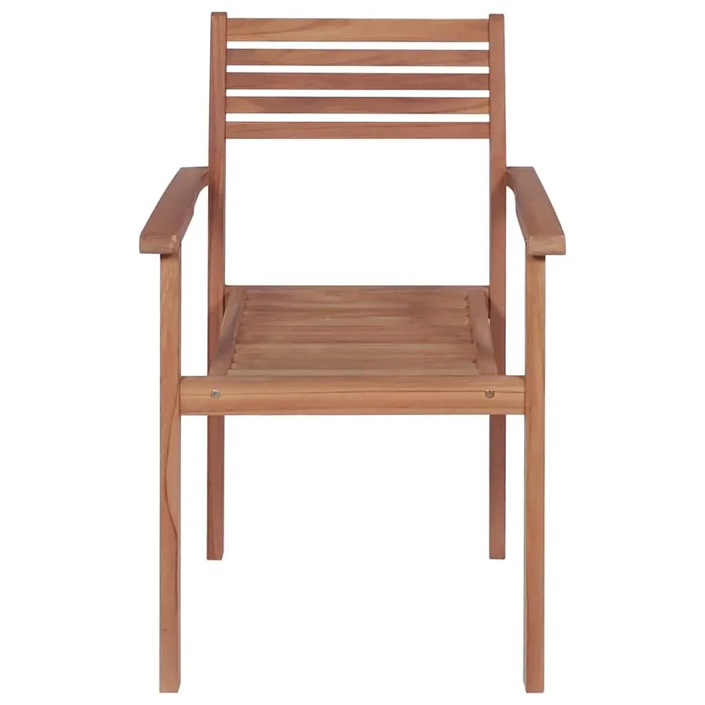 Outdoor Garden Chairs Teak Wood Stackable with Cream Cushions 4 Piece