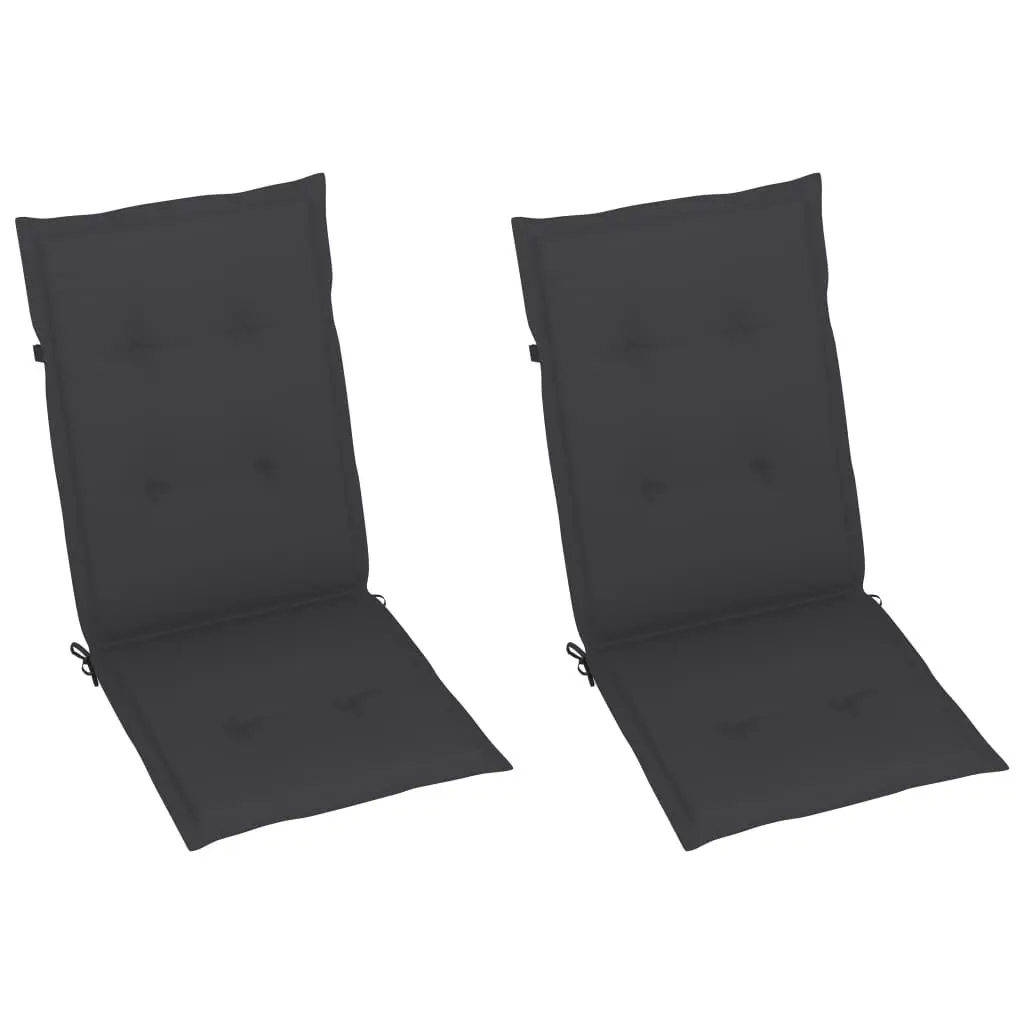 Outdoor Garden Chairs 2 pcs Teak Wood Reclining Patio Seating with Cushions