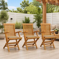 3-Piece Set of Outdoor Chairs Made of Teak Wood