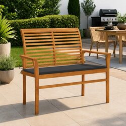 Compact Teak Outdoor Bench with Comfortable Cushion