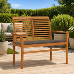 112cm Teak Wood Garden Bench with Taupe Cushion