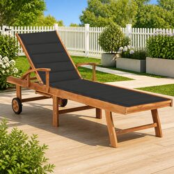 Concise Adjustable Sun Lounger with Cushion and Wheels