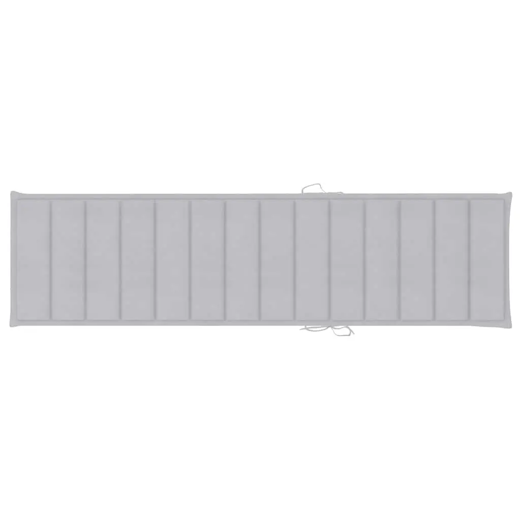 Sun Lounger Outdoor Daybed with Wheels Adjustable Backrest Grey Cushion Teak