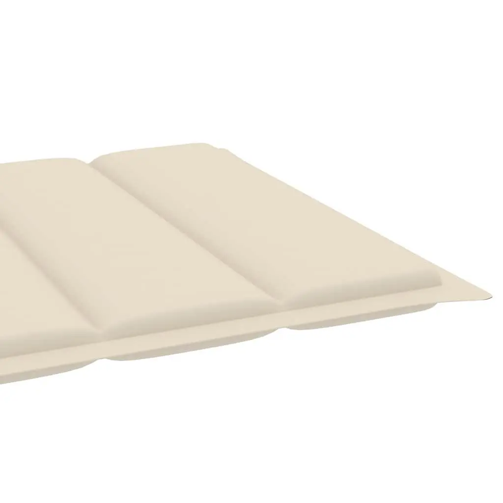 Sun Lounger Cream Adjustable Backrest Wooden Garden Patio Furniture