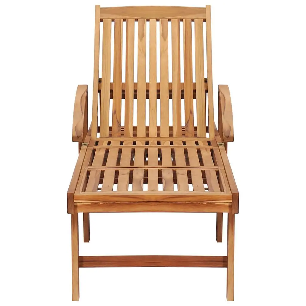 Sun Lounger with Side Table Adjustable Backrest 2 Wheels Outdoor Lounge Chair