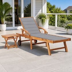 Sun Lounger with Cushion and Side Table
