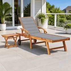 Stylish Sun Lounger with Cushion and Side Table