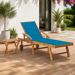 Stylish Sun Lounger with Cushion and Side Table