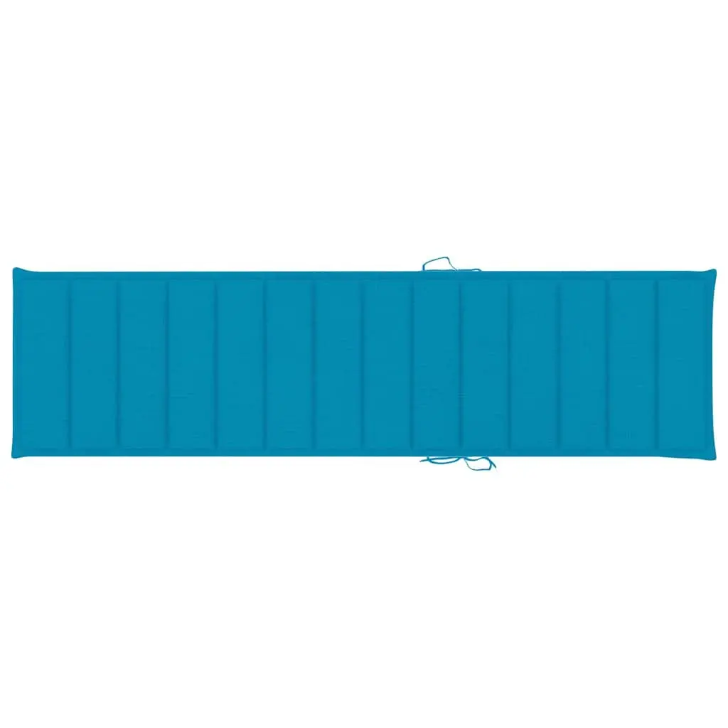 Sun Lounger Blue Wooden Adjustable Backrest with Side Table and Cushion