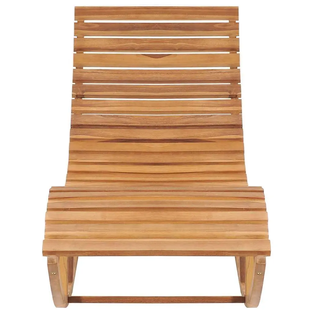 Wooden Rocking Sun Lounger Grey Teak Wood Cushion Outdoor Relaxation