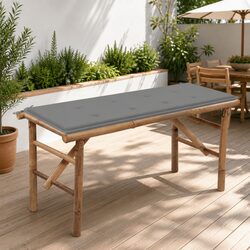 Compact Folding Garden Bench with Grey Cushion, 118 cm