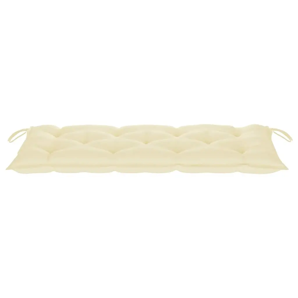 Folding Garden Bench Cream 118cm Portable Bamboo Frame with Cushion