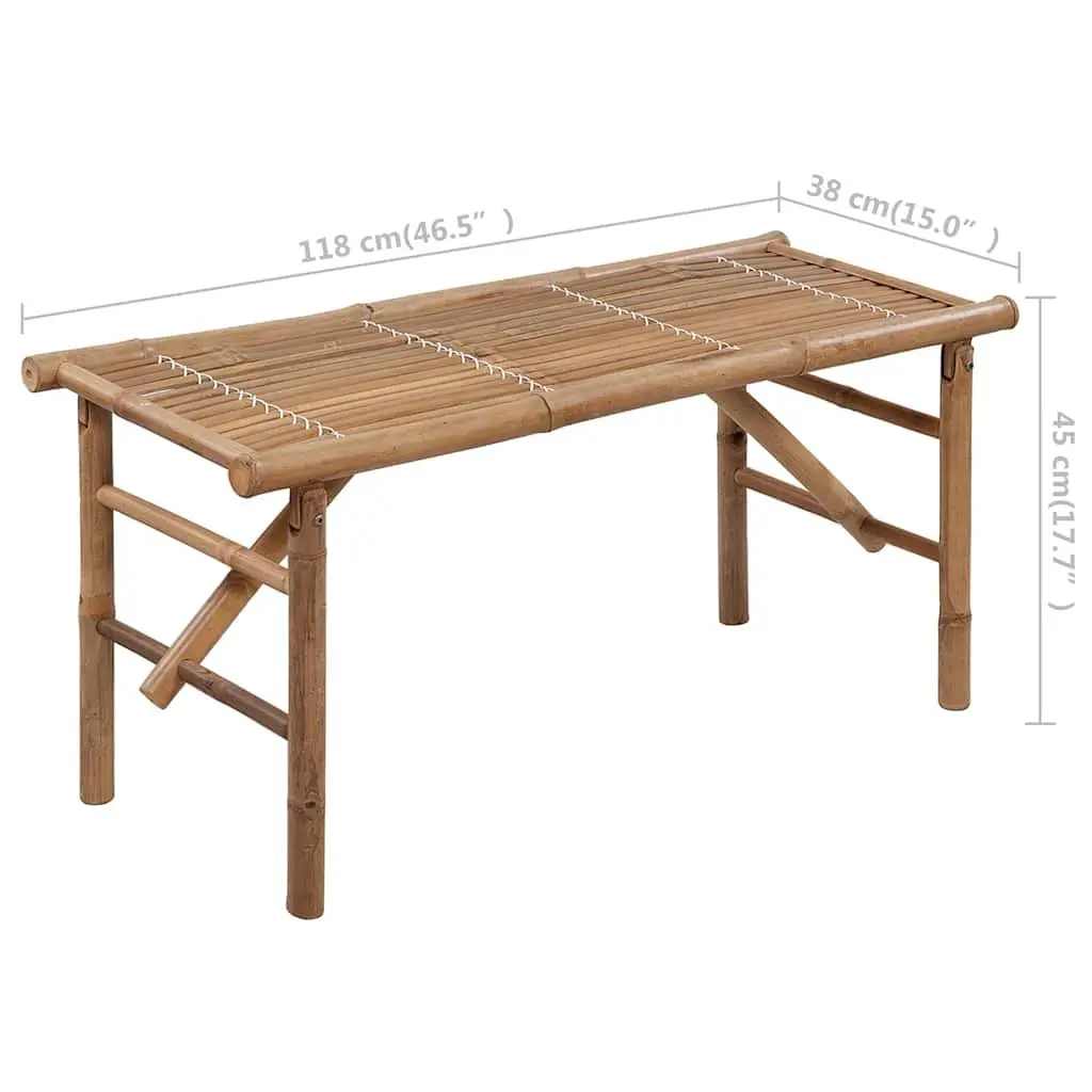 Folding Garden Bench Cream 118cm Portable Bamboo Frame with Cushion