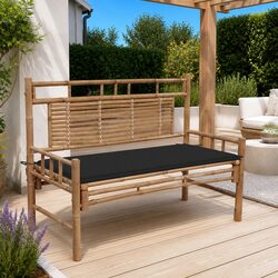 Compact 120cm Bamboo Outdoor Bench with Backrest