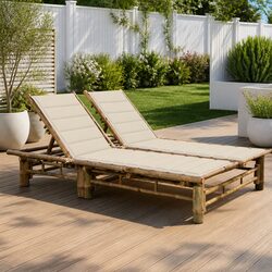 Effortless 2-Person Bamboo Sun Lounger for Outdoor Comfort