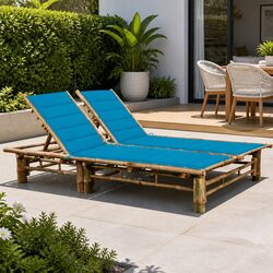 Compact and Versatile 2-Person Bamboo Sun Lounger
