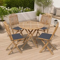 Compact 5-Piece Folding Bamboo Dining Set for Gardens