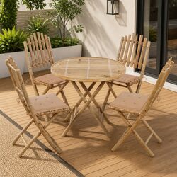 Compact 5-Piece Bamboo Dining Set for Outdoor Living