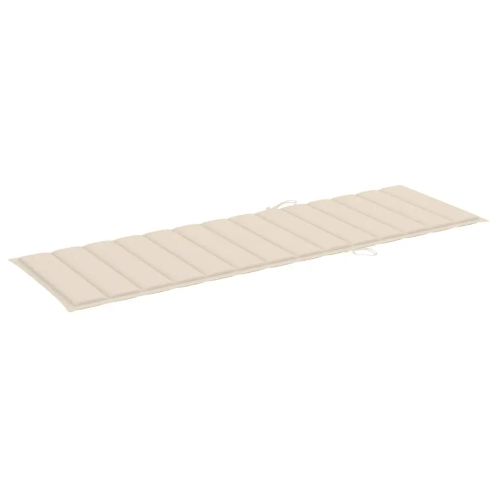 Sun Lounger Cream Solid Acacia Wood Adjustable Backrest with Cushion