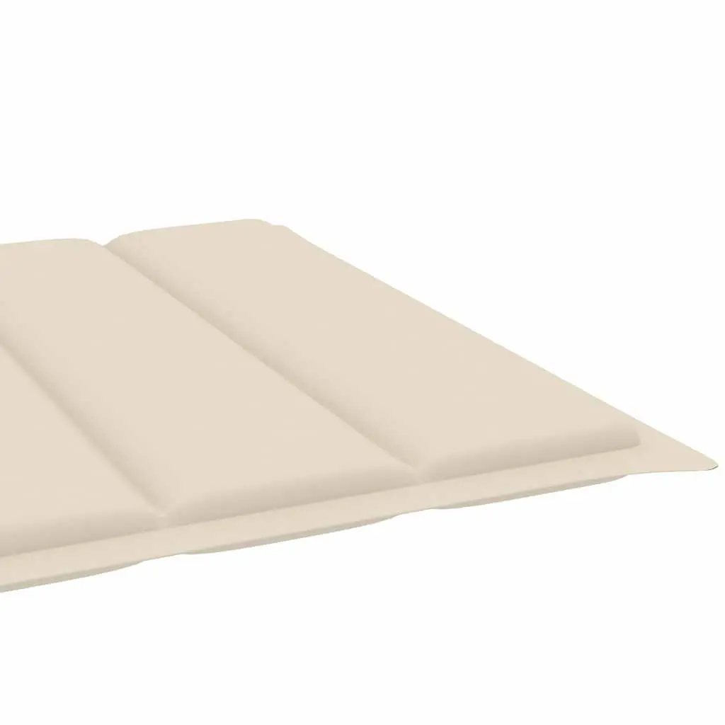 Sun Lounger Cream Solid Acacia Wood Adjustable Backrest with Cushion