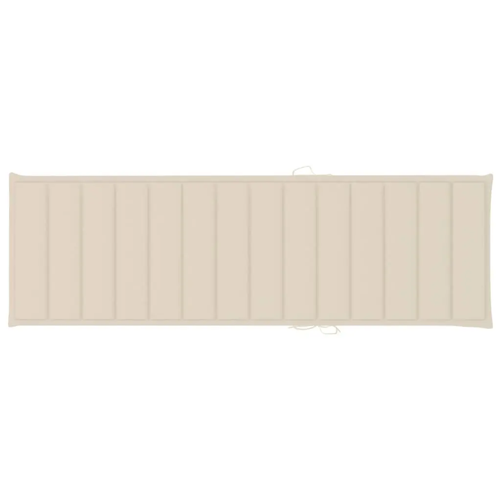 Folding Sun Lounger Cream Acacia Wood Adjustable Backrest with Cushion