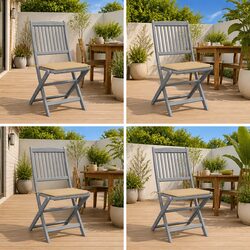 Outdoor Folding Chairs Set 4 pcs Grey with Cushions Garden Patio Dining Seating