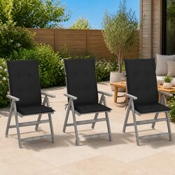 Outdoor Reclining Chairs Set 3 pcs Garden Seating Armchairs with Cushions