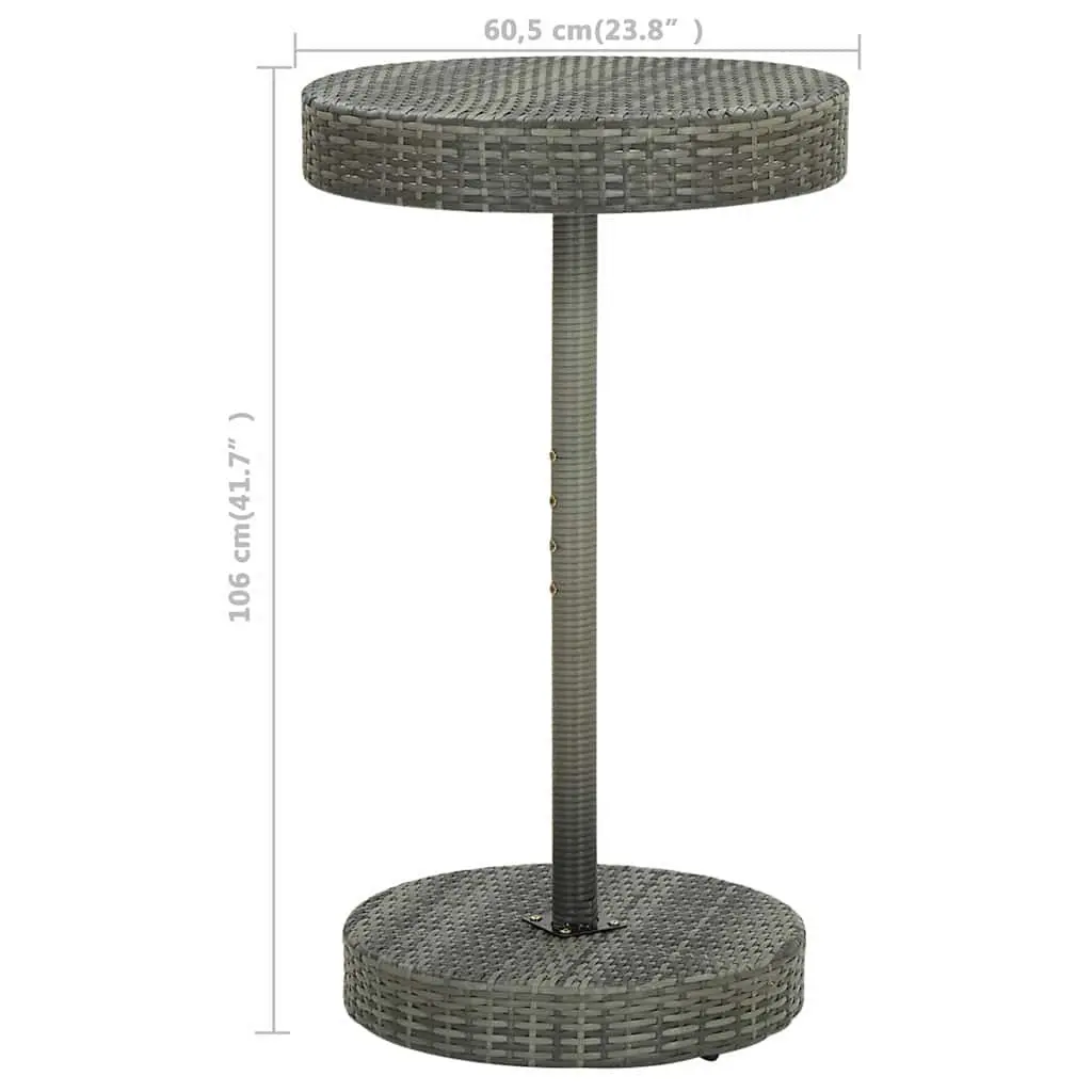 3 Piece Garden Bar Set with Cushions Outdoor Poly Rattan Bar Table & Stools Grey