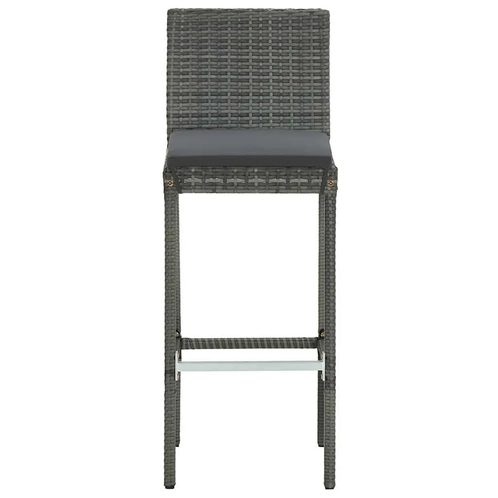 3 Piece Garden Bar Set with Cushions Outdoor Poly Rattan Bar Table & Stools Grey